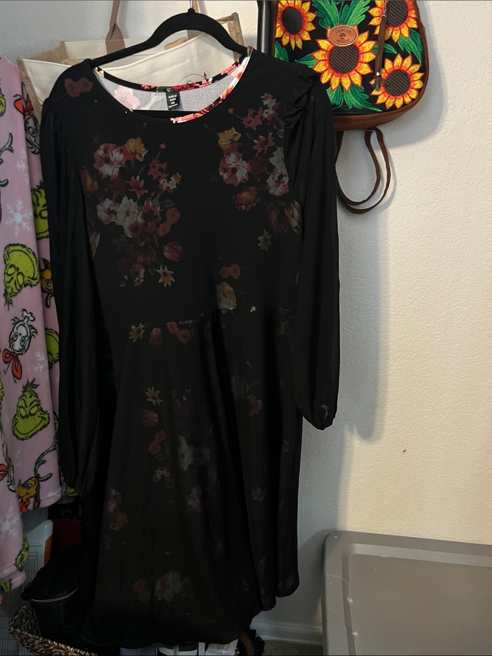 SHEIN Curve 1XL Floral Dress with mesh on top